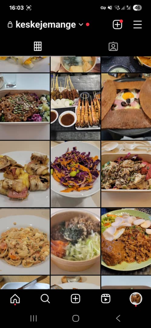 Instagram food journal screenshot